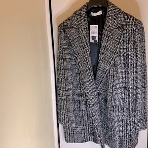 Mango (MNG) Woman Tweed Black/White/Gray Coat